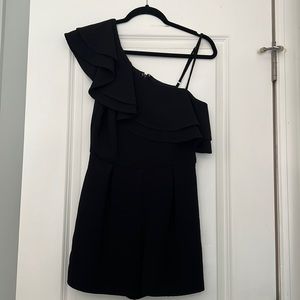 One Shoulder Black Romper